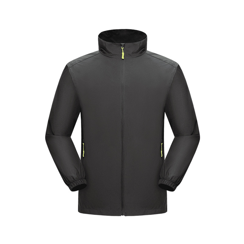 Мъжко яке за пролет и есен: леко, водоустойчиво и ветроустойчиво, дишащо, полиестерна външна материя, със стояща яка