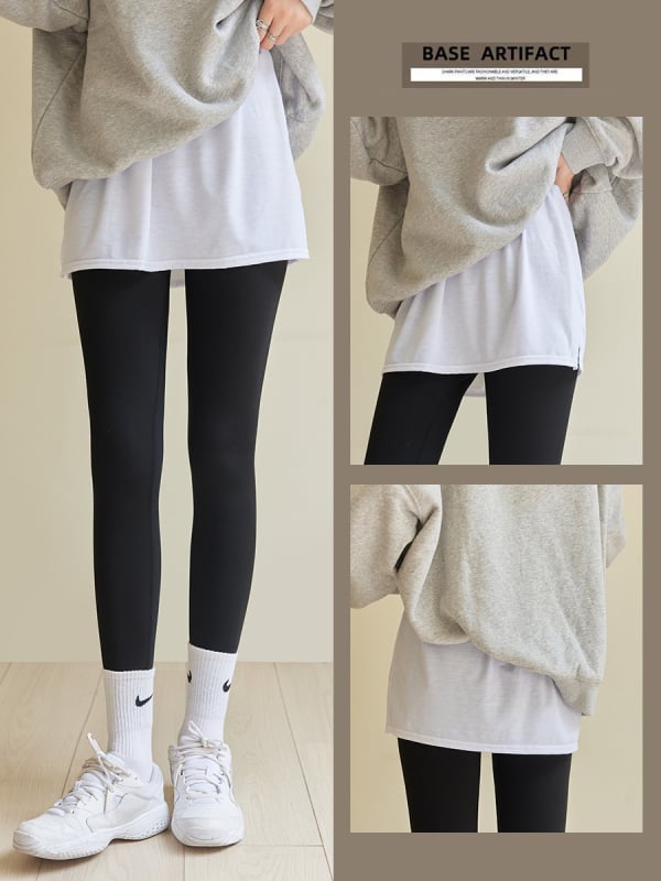 Γυναικεία πολυεπίπεδη χειμερινή φούτερ με κοντή φούστα Α-γραμμής overlay | μονόχρωμο ύφασμα, πολυεστέρας 90–95% + ελαστάν <30%, μίμηση βαμβακιού