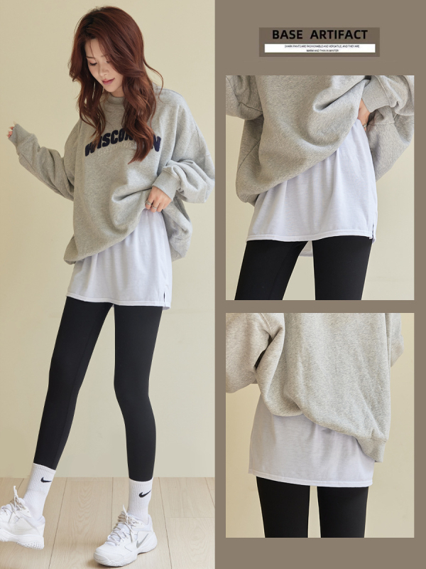 Γυναικεία πολυεπίπεδη χειμερινή φούτερ με κοντή φούστα Α-γραμμής overlay | μονόχρωμο ύφασμα, πολυεστέρας 90–95% + ελαστάν <30%, μίμηση βαμβακιού