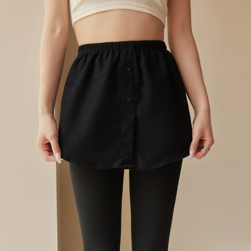 Γυναικεία πολυεπίπεδη χειμερινή φούτερ με κοντή φούστα Α-γραμμής overlay | μονόχρωμο ύφασμα, πολυεστέρας 90–95% + ελαστάν <30%, μίμηση βαμβακιού