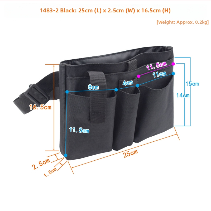 Juosmens saugyklos krepšys plaukų ir makiažo stilistams, modelis 1483-1, kubo formos, Oxford audinys, daugiafunkcinė, kelionėms