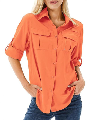 Ženska košulja s kratkim rukavima, rever ovratnik, poliester-spandeks mješavina, prozračna, UV zaštita