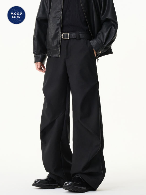 Мъжки ежедневни панталони с флисово подплата, свободна кройка, закопчаване с цип, средна талия, полиестерна смес