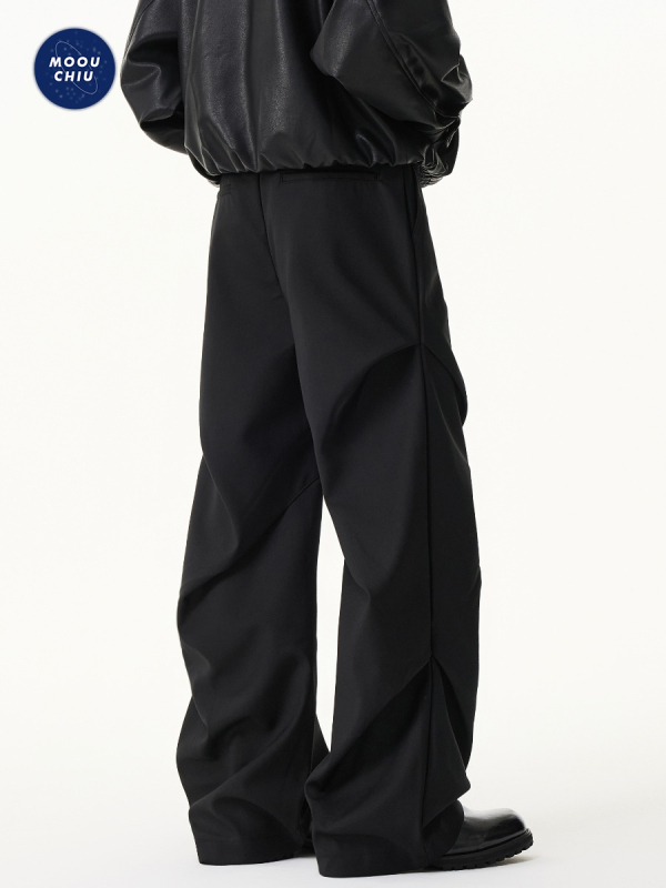 Мъжки ежедневни панталони с флисово подплата, свободна кройка, закопчаване с цип, средна талия, полиестерна смес