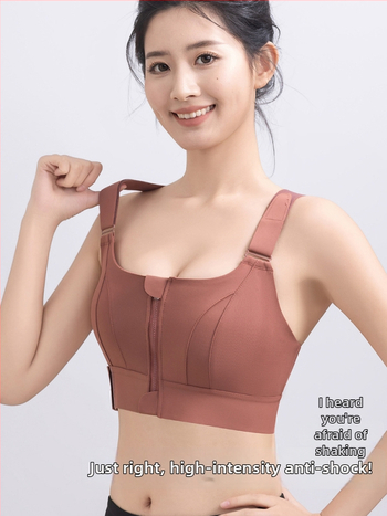 Moteriškas sportinės liemenėlė su Velcro priekyje ir užtrauktuku, nugaros dizainas be nugaros, vest stiliaus reguliuojamas, didelio poveikio palaikymas, audinys poliesteris + spandeks (78%/22%), siauras kirpimas