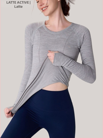 Moterų jogos marškinėliai su ilgu rankovėmis, kvėpuojanti medžiaga, nailonas+spandeksas, aptakus siluetas, klubų ilgis