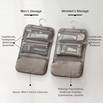 FaSoLa kelioninė kosmetikos ir higienos priemonių saugojimo krepšys – poliesteris, delninės stiliaus, kabinamas, pertvaromis, didelė talpa