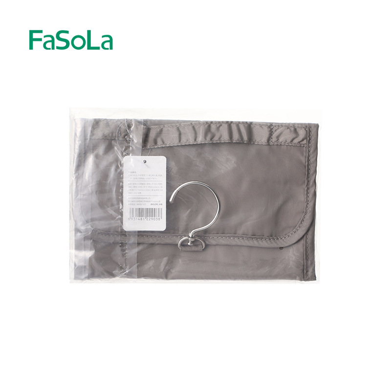 FaSoLa kelioninė kosmetikos ir higienos priemonių saugojimo krepšys – poliesteris, delninės stiliaus, kabinamas, pertvaromis, didelė talpa