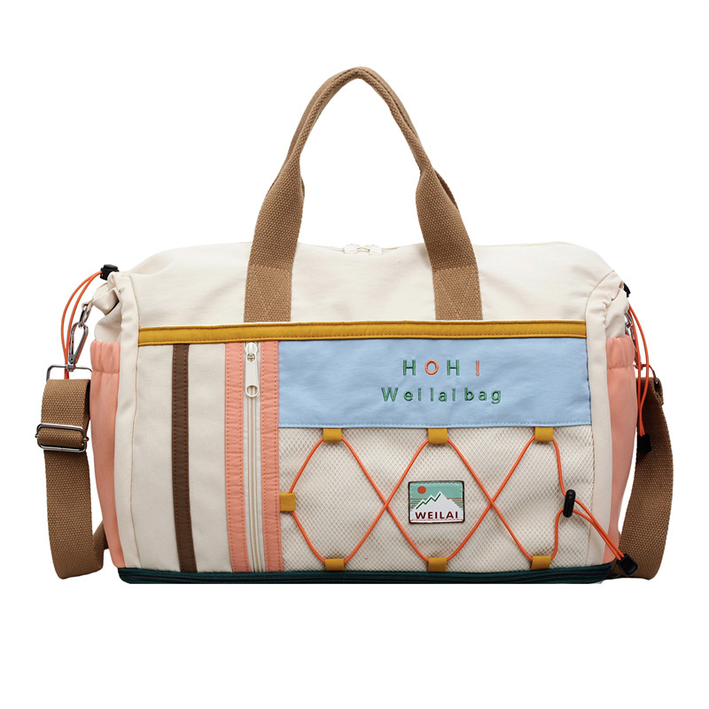 Nagykapacitású fitnesz táska, divatos válldesign — uniszex, anyag: vászon, bélés: poliészter, kapacitás: 20–35 L