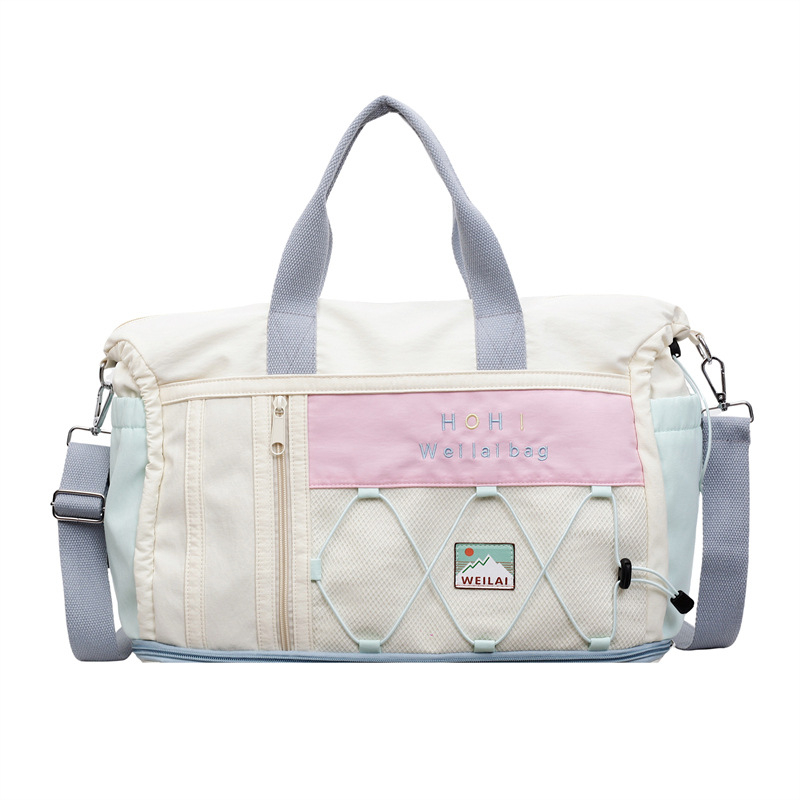 Nagykapacitású fitnesz táska, divatos válldesign — uniszex, anyag: vászon, bélés: poliészter, kapacitás: 20–35 L