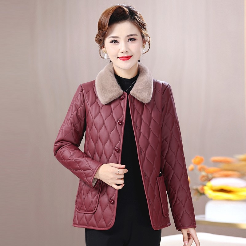 PU odos švarkas žiemai, su fliso pamušalu, storas, ilgis 50–65 cm