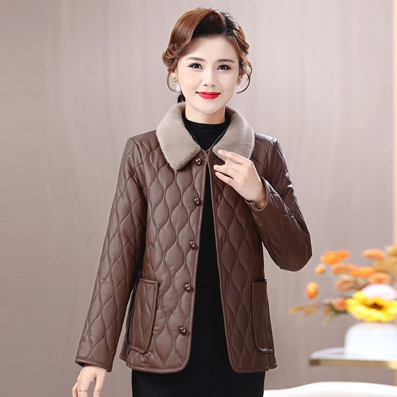 PU odos švarkas žiemai, su fliso pamušalu, storas, ilgis 50–65 cm