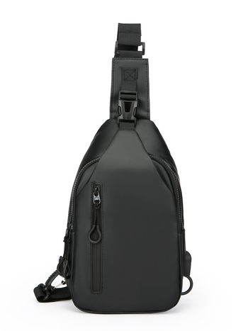 Мъжка гръдна чанта през рамо с USB зареждане — водоустойчива, лека, PU материал, разширяем капацитет