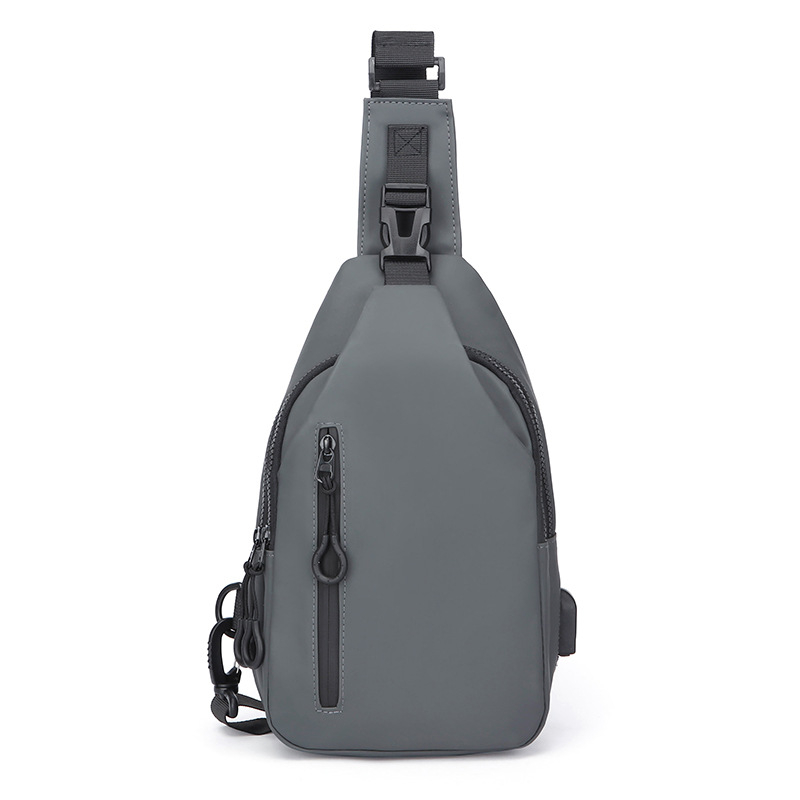 Мъжка гръдна чанта през рамо с USB зареждане — водоустойчива, лека, PU материал, разширяем капацитет