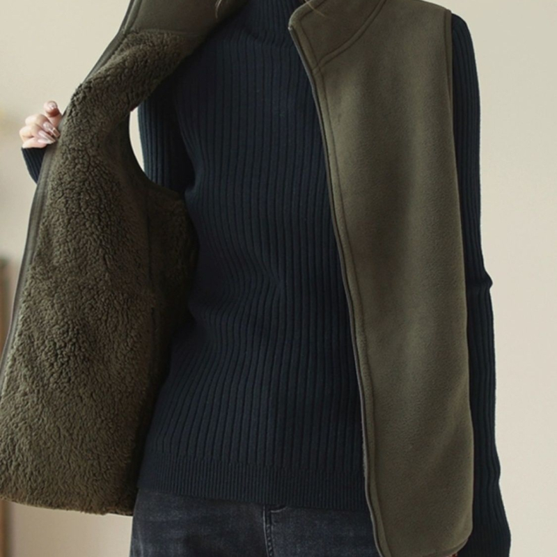 Chenille liemenė su polo apykakle, įprastas kirpimas, Spandex iki 30%, pavasaris 2025