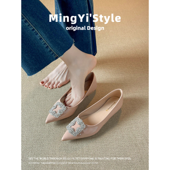 Moteriški avies odos bateliai su smailiu pirštu, žemas kulnas, PU įdėklas, guma padas