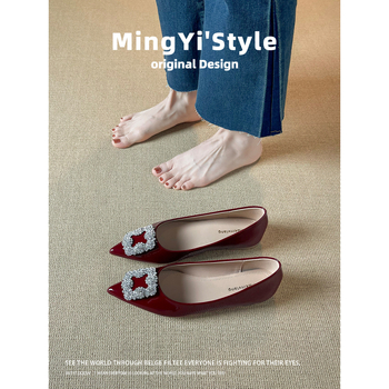 Moteriški avies odos bateliai su smailiu pirštu, žemas kulnas, PU įdėklas, guma padas