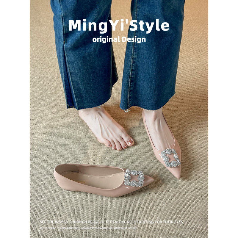 Moteriški avies odos bateliai su smailiu pirštu, žemas kulnas, PU įdėklas, guma padas