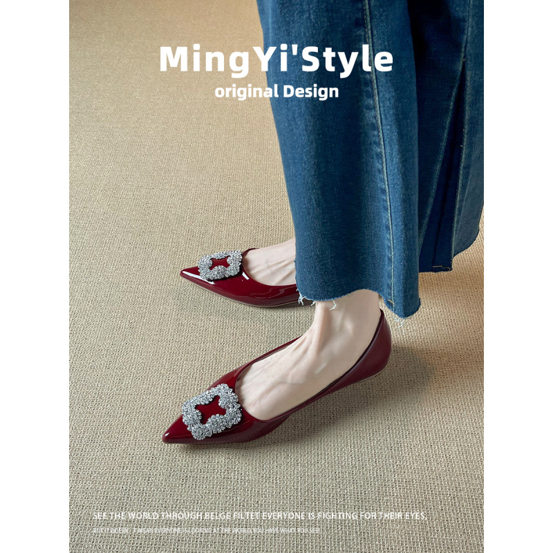 Moteriški avies odos bateliai su smailiu pirštu, žemas kulnas, PU įdėklas, guma padas