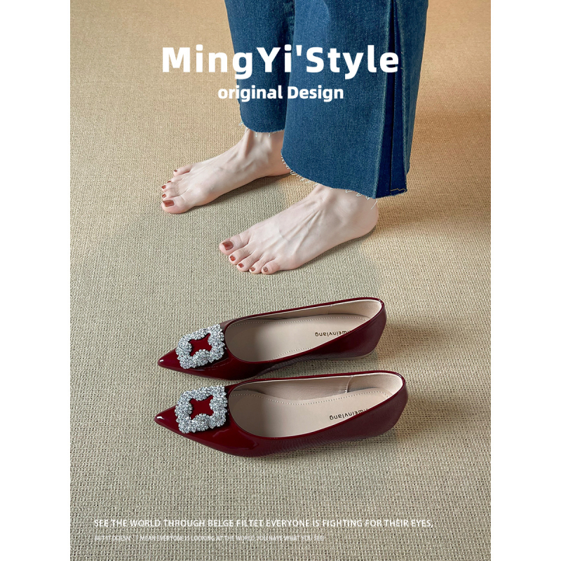 Moteriški avies odos bateliai su smailiu pirštu, žemas kulnas, PU įdėklas, guma padas