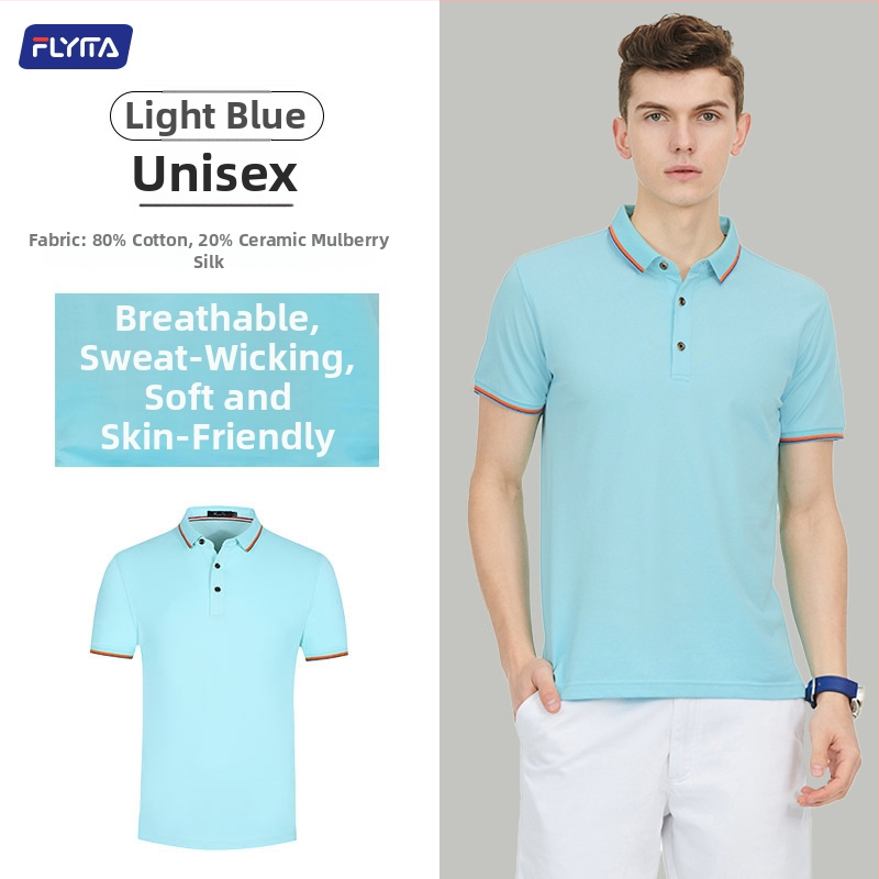 Polo marškiniai su pritaikytu išsiuvinėtu logotipu, korėniškojo versijos stilius, laisvas kirpimas, trumpomis rankovėmis, medvilnės audinys