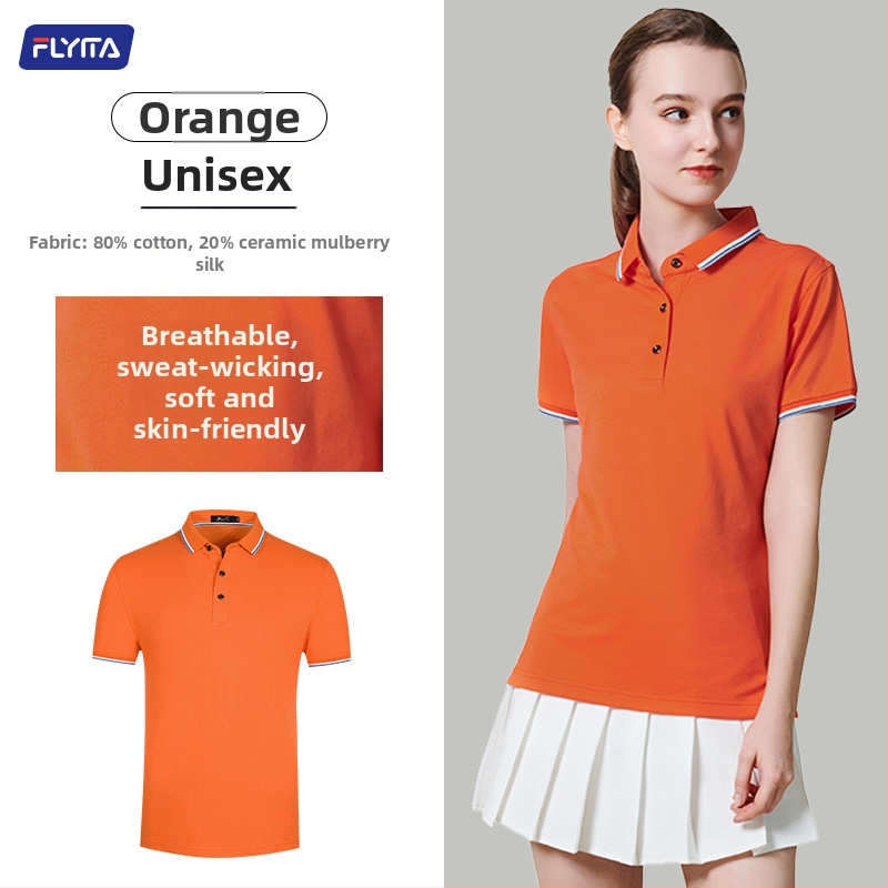 Polo marškiniai su pritaikytu išsiuvinėtu logotipu, korėniškojo versijos stilius, laisvas kirpimas, trumpomis rankovėmis, medvilnės audinys