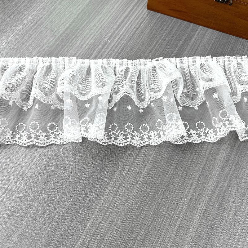 Lolita pūkinių sijonų kraštas su dvigubo sluoksnio plačiomis nėrinėmis – nėriniai ir tinklas, Tyson Lace