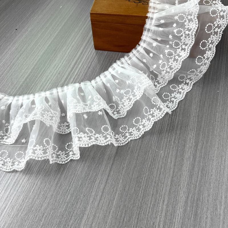 Lolita pūkinių sijonų kraštas su dvigubo sluoksnio plačiomis nėrinėmis – nėriniai ir tinklas, Tyson Lace