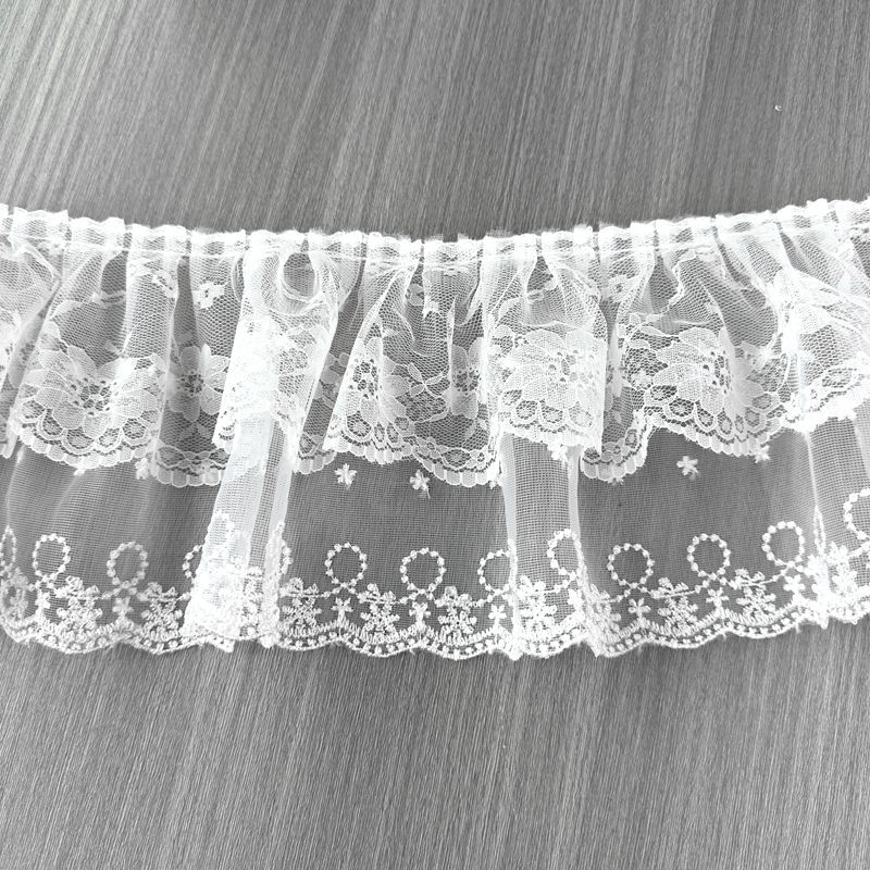 Lolita pūkinių sijonų kraštas su dvigubo sluoksnio plačiomis nėrinėmis – nėriniai ir tinklas, Tyson Lace