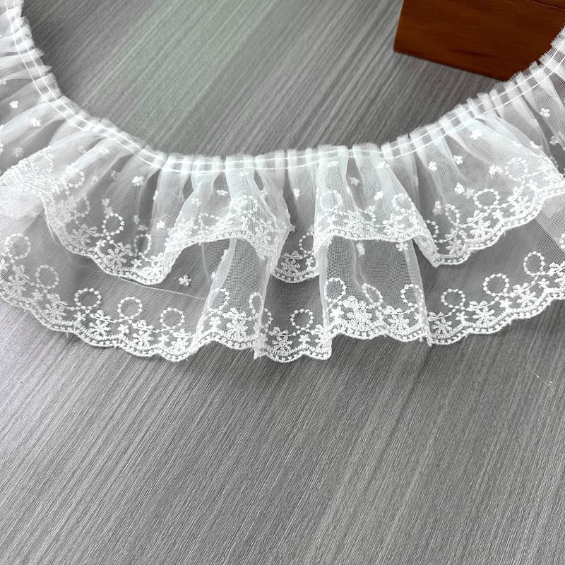 Lolita pūkinių sijonų kraštas su dvigubo sluoksnio plačiomis nėrinėmis – nėriniai ir tinklas, Tyson Lace