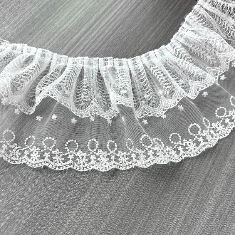 Lolita pūkinių sijonų kraštas su dvigubo sluoksnio plačiomis nėrinėmis – nėriniai ir tinklas, Tyson Lace