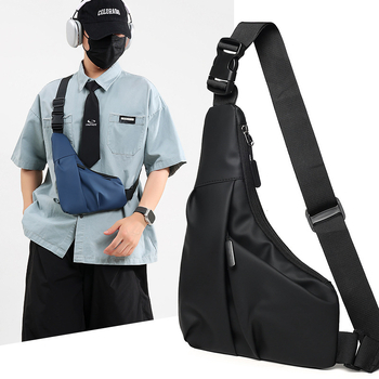 Мъжка чанта за кръст с функция против кражба, триъгълен дизайн, водоустойчива филмова материя, ултра лека и издръжлива, с разширяем капацитет