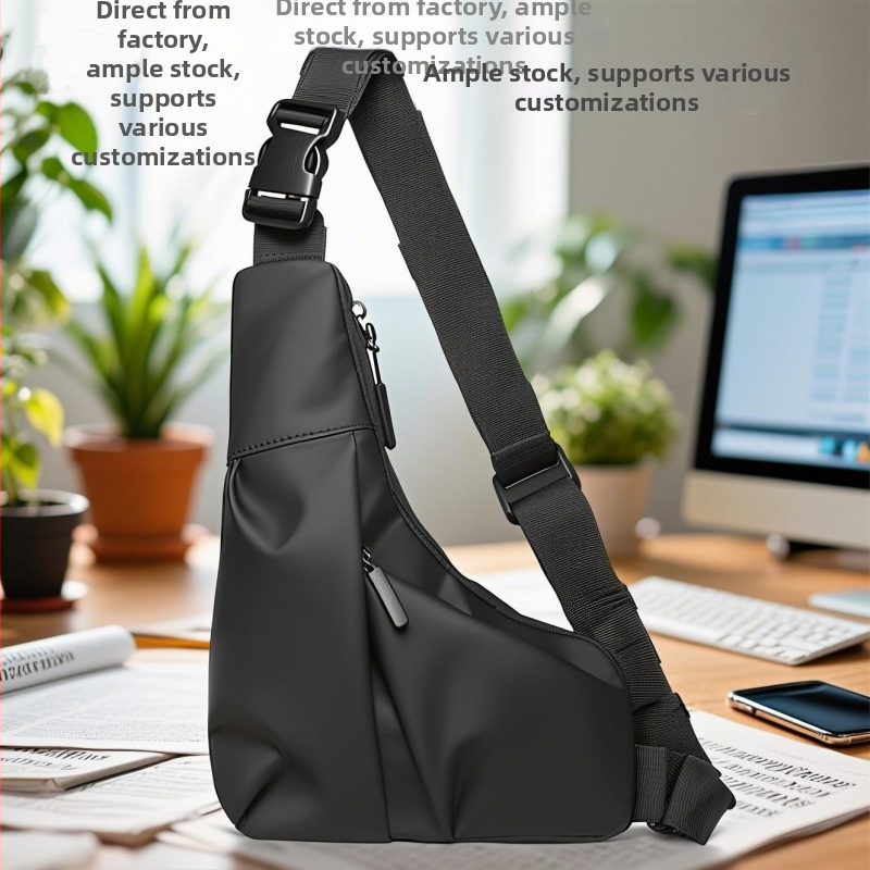 Vyrų krūtinės krepšys su priešvagystės funkcija, trikampio dizainas, vandeniui atsparus, itin lengvas, išplečiama talpa