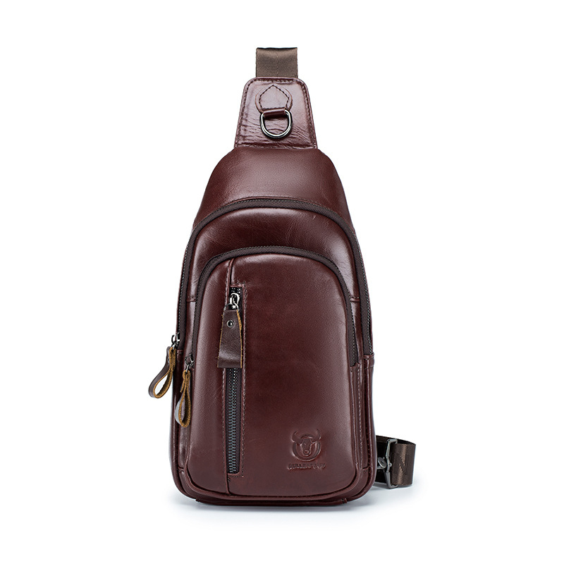 Мъжка чанта за гърди от естествена кожа, водоустойчива, подплата от полиестер