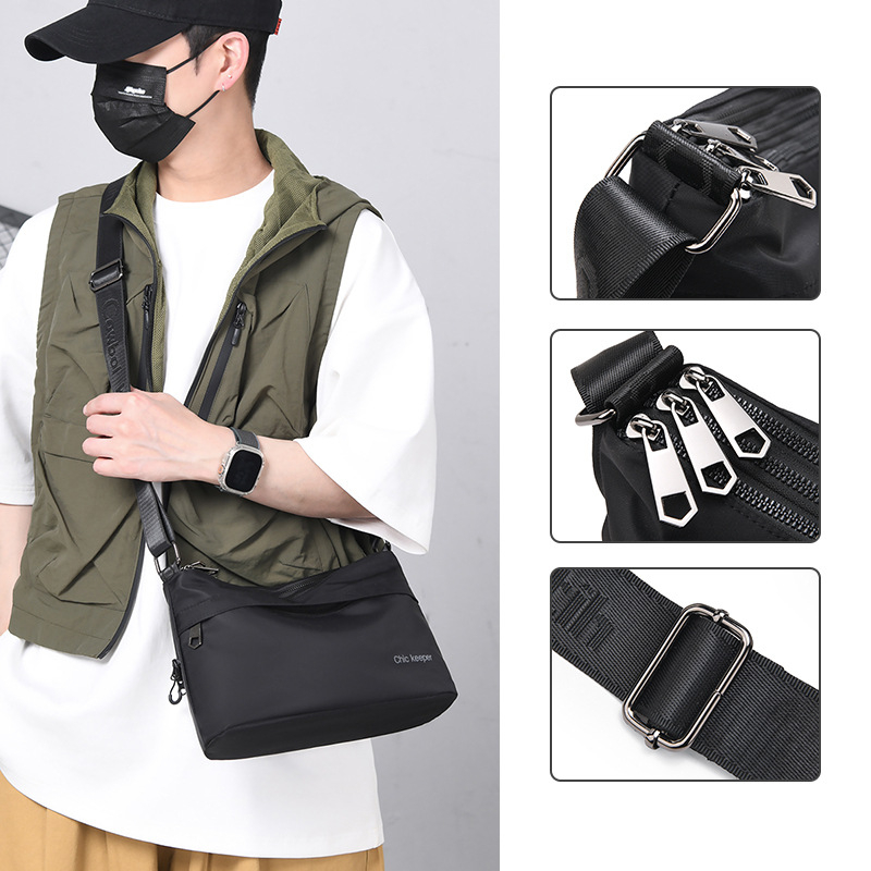 Geantă crossbody pentru bărbați - Oxford, impermeabilă, model geometric, căptușeală poliester, brand Yanyu, stil de călătorie relaxat