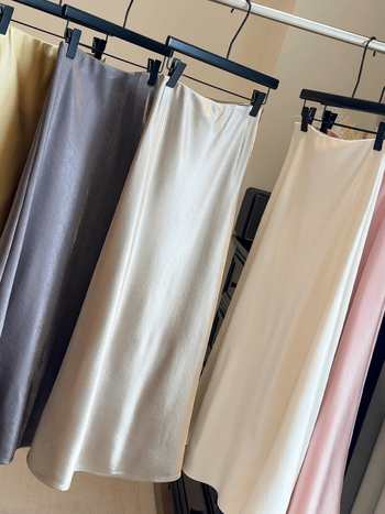 Φούστα γοργόνας από σατέν, μακριά, φθινόπωρο 2025, ιαπωνο-κορεάτικο casual leisure στυλ