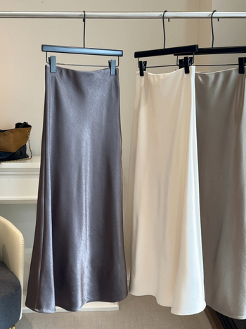 Φούστα γοργόνας από σατέν, μακριά, φθινόπωρο 2025, ιαπωνο-κορεάτικο casual leisure στυλ