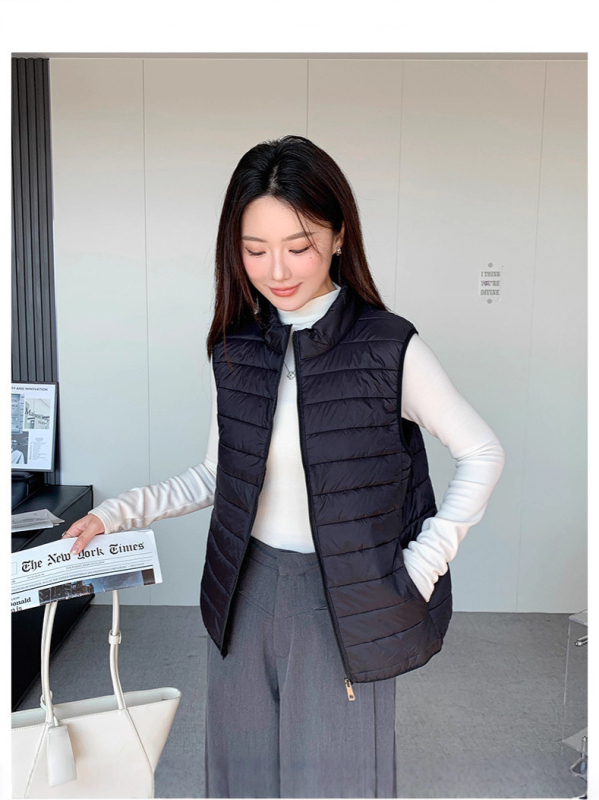 Γυναικείο γιλέκο με V-λαιμό, νάιλον ύφασμα, γέμισμα πολυεστέρα-βαμβάκι, χειμώνας 2025, casual στυλ