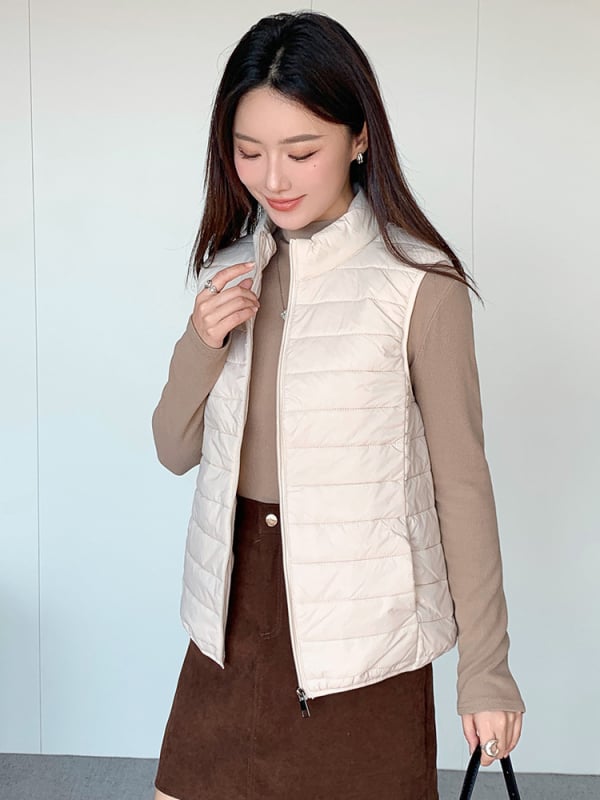 Γυναικείο γιλέκο με V-λαιμό, νάιλον ύφασμα, γέμισμα πολυεστέρα-βαμβάκι, χειμώνας 2025, casual στυλ