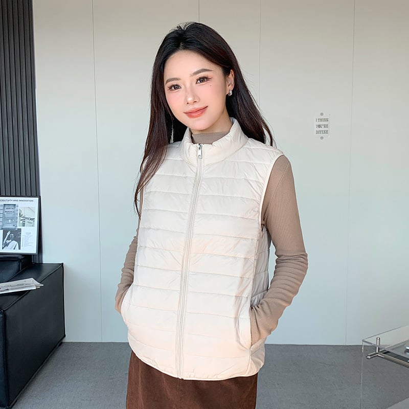 Γυναικείο γιλέκο με V-λαιμό, νάιλον ύφασμα, γέμισμα πολυεστέρα-βαμβάκι, χειμώνας 2025, casual στυλ