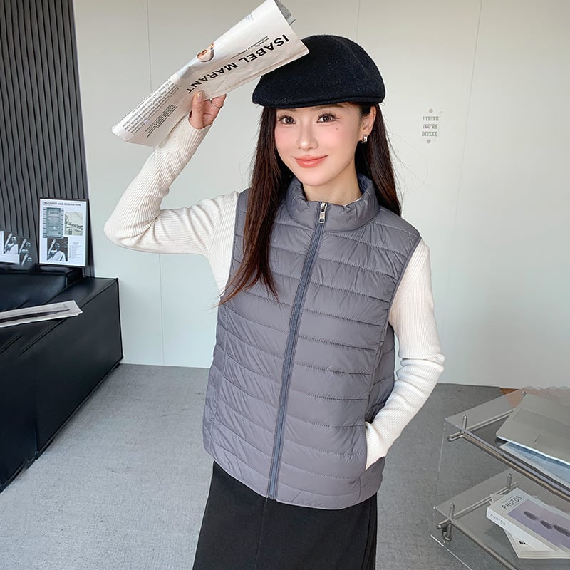 Γυναικείο γιλέκο με V-λαιμό, νάιλον ύφασμα, γέμισμα πολυεστέρα-βαμβάκι, χειμώνας 2025, casual στυλ