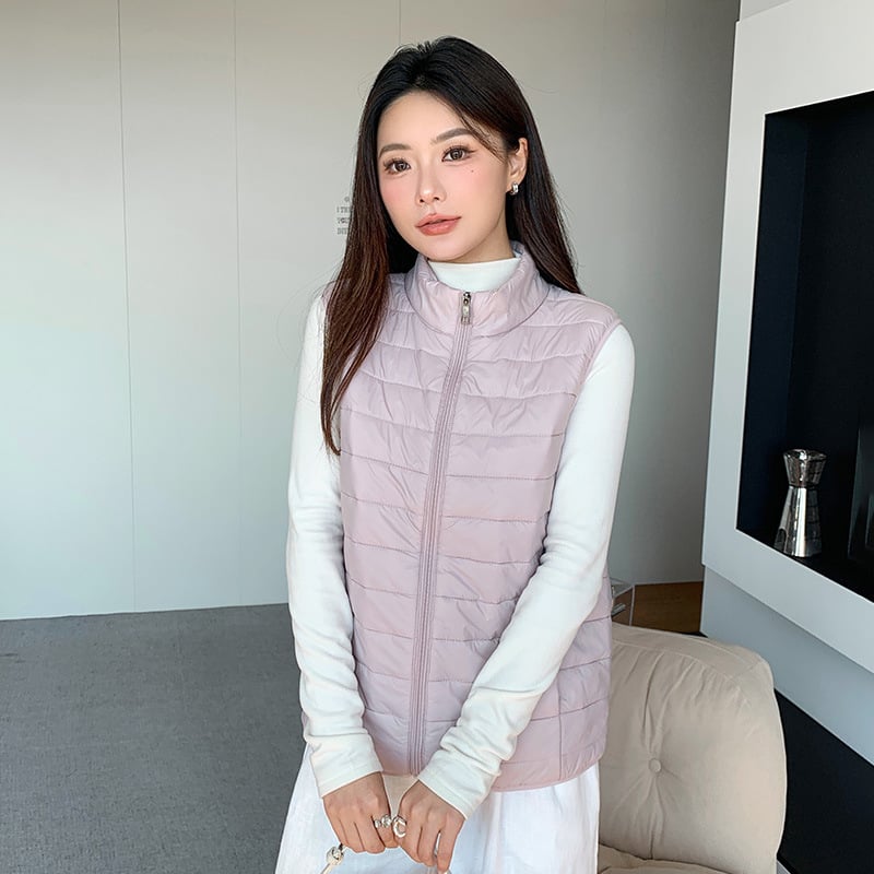 Γυναικείο γιλέκο με V-λαιμό, νάιλον ύφασμα, γέμισμα πολυεστέρα-βαμβάκι, χειμώνας 2025, casual στυλ