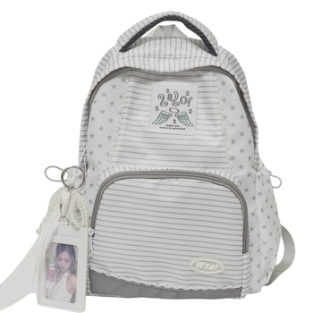 Γυναικείο νάιλον σακίδιο Ruiyingzizhi, ριγέ σχέδιο με αστέρια, διαπνέον εσωτερικό πολυεστέρα, κατάλληλο για σχολείο και ελεύθερο χρόνο, καμπύλες ιμάντες ώμου