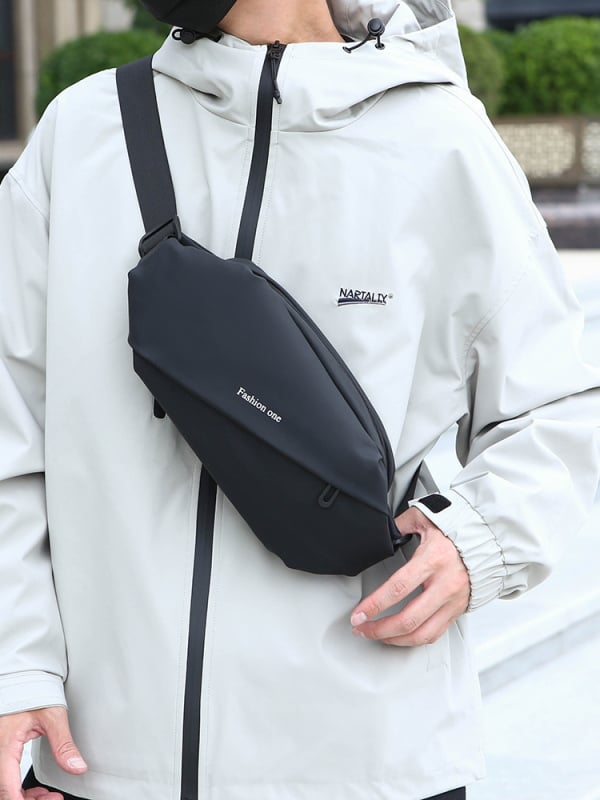 Мъжка чанта за кръст за пътуване — PU материя, водоустойчива, уличен стил, свободно време, Fxz-6060