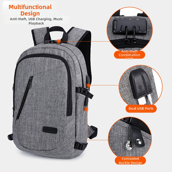 Férfi Oxford vászon hátizsák egyéni nyomtatással, 36–55 L, USB interfész, vízálló, lopás elleni védelem