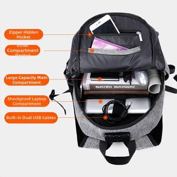 Férfi Oxford vászon hátizsák egyéni nyomtatással, 36–55 L, USB interfész, vízálló, lopás elleni védelem