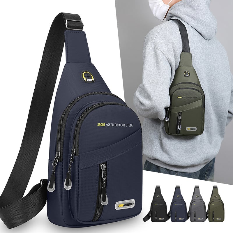 Мъжка чанта за през рамо в урбанистично минималистичен стил, найлон, дишаща подплата от полиестер, подходяща за ежедневни визии