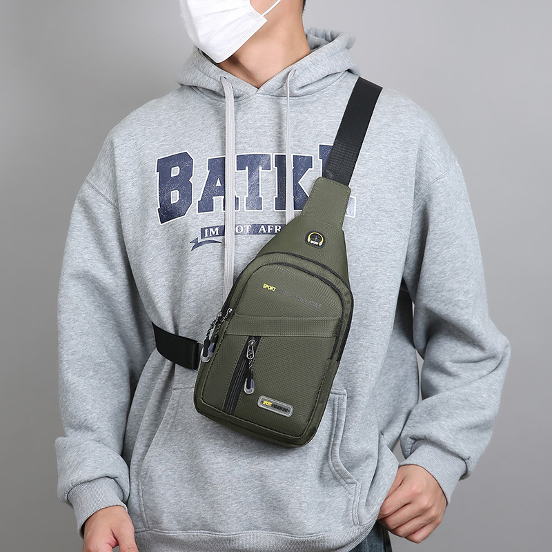 Мъжка чанта за през рамо в урбанистично минималистичен стил, найлон, дишаща подплата от полиестер, подходяща за ежедневни визии