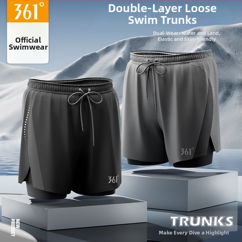 361° Ανδρικό σετ τριών τεμαχίων για κολύμβηση: μαγιό-βερμούδα, καπέλο και γυαλιά κολύμβησης; Πολυεστερικό ύφασμα; Στυλ briefs; ενήλικος
