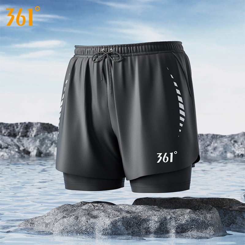361° Ανδρικό σετ τριών τεμαχίων για κολύμβηση: μαγιό-βερμούδα, καπέλο και γυαλιά κολύμβησης; Πολυεστερικό ύφασμα; Στυλ briefs; ενήλικος